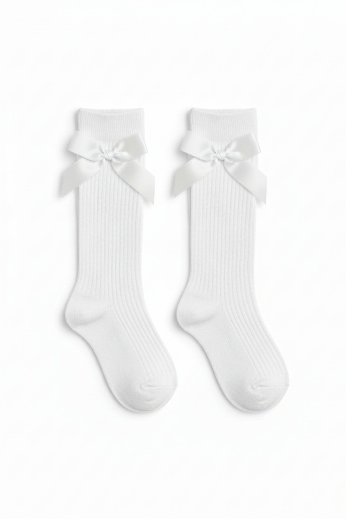 Mädchen Kniestrümpfe mit Schleifen - süße knielange Strümpfe weiß