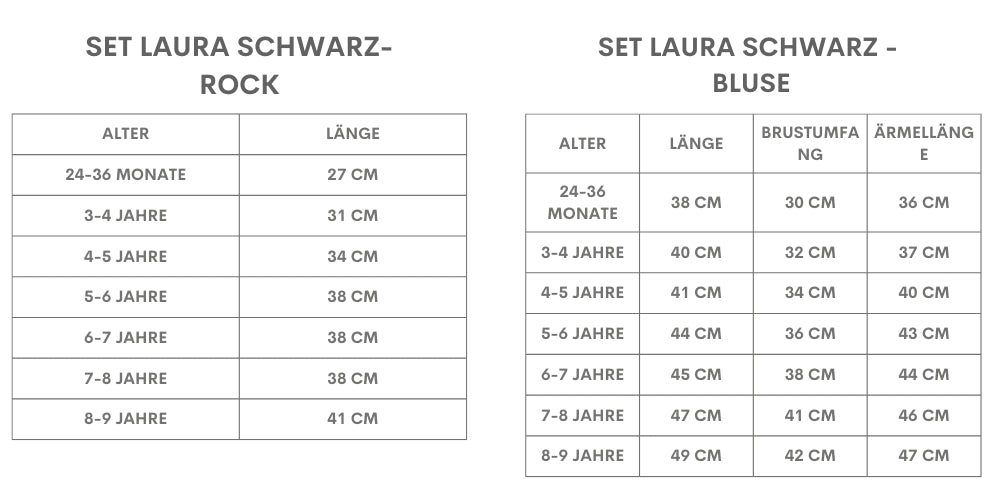 Set Laura - schwarzer Rock mit Raffung und weißer Bluse mit schwarzer Schleife
