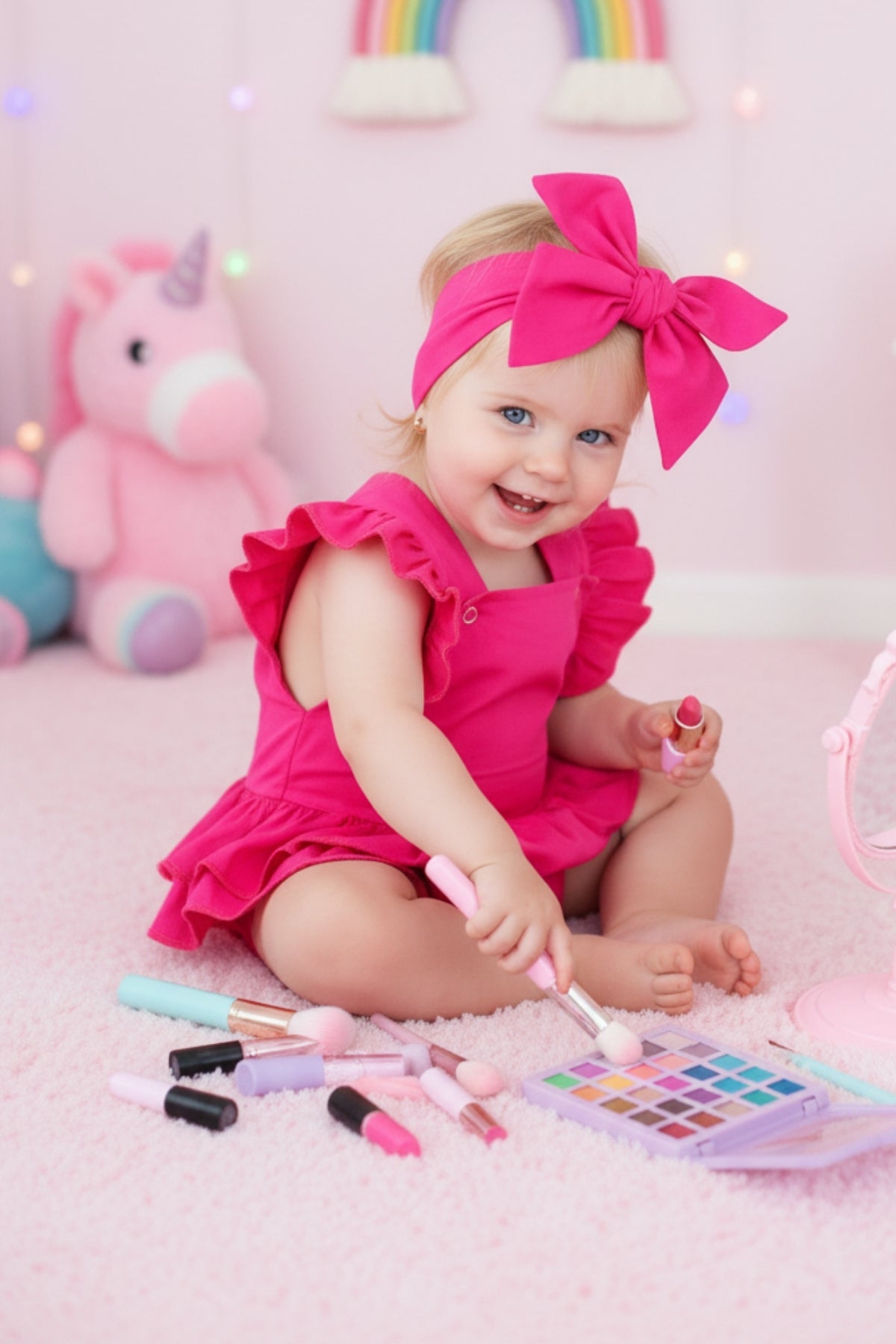 Bezaubernde Baby Salopette - rosa - mit Haarband