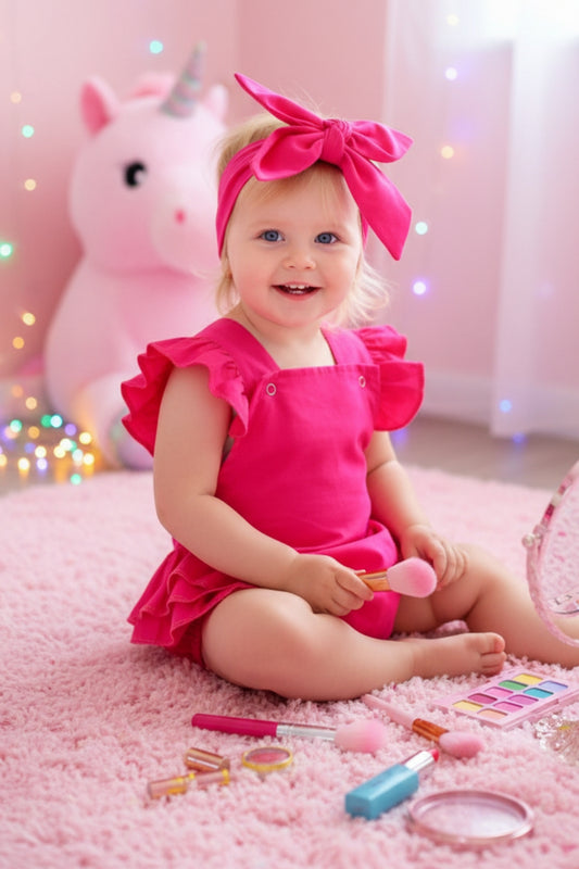 Bezaubernde Baby Salopette - rosa - mit Haarband