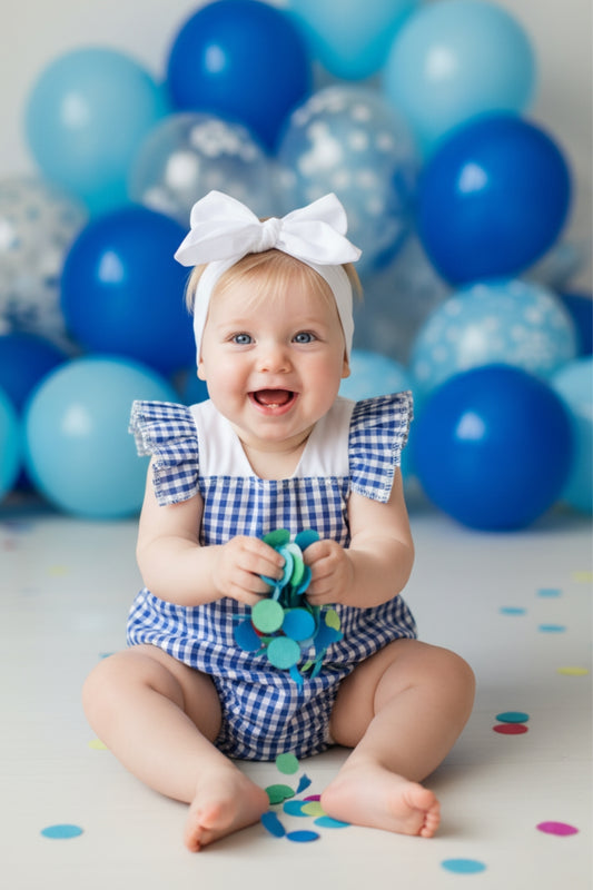 Wunderschöne Baby Salopette - blau - mit Haarband