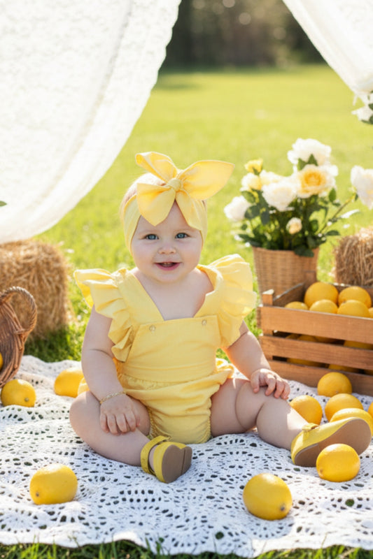 Traumhafte Baby Salopette - gelb - mit Haarband
